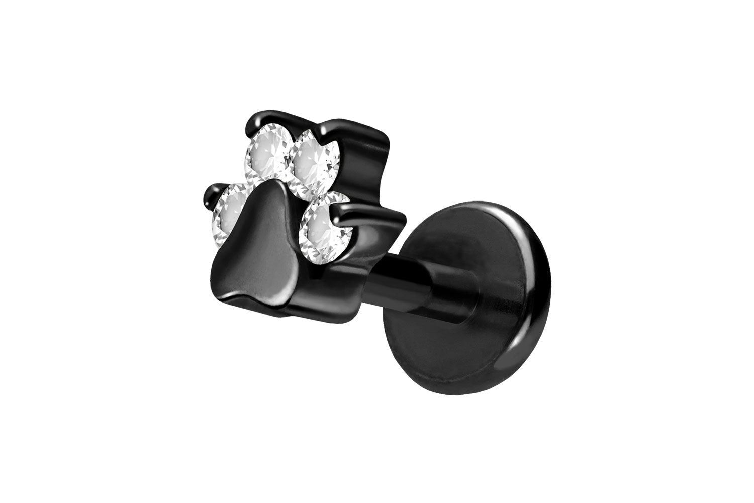 Titan Labret Piercing mit Push Fit KRISTALLPFOTE